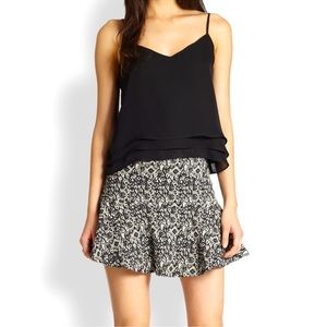 Parker Mckenna Flared Black Cream Mini Skirt
